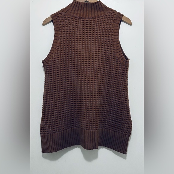 French Connection Mozart Popcorn Stitch Brown Sleeveless Sweater, Women’s Large - Picture 2 of 10